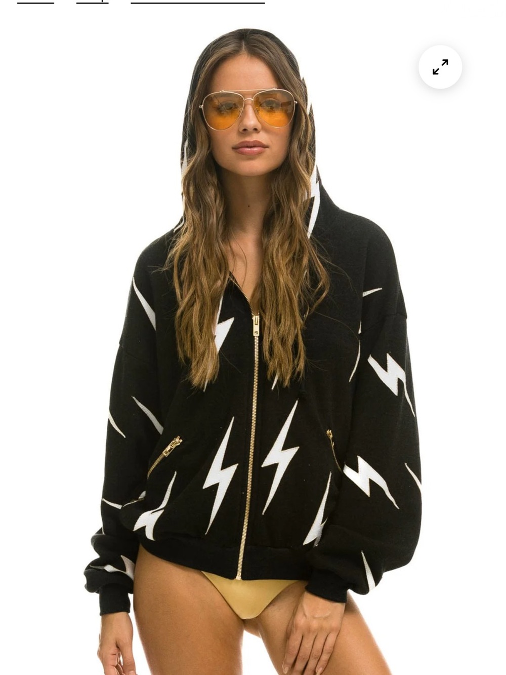 Women’s Aviator Nation Bolt Stitch Repeat zip up hoodie size small